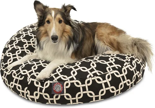 Vista 10 de Cama para mascotas redonda, amarilla, para exterior Majestic, Negro