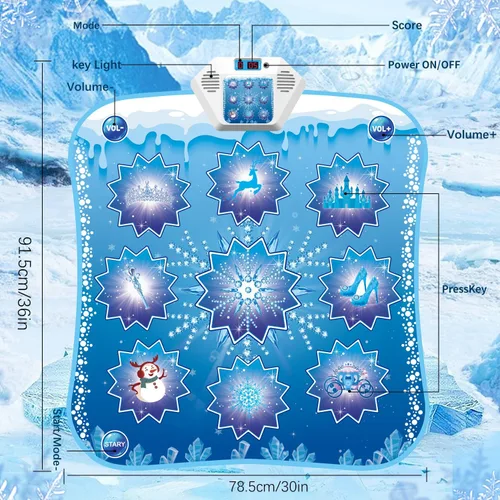 Vista 2 de Alfombra de baile para niños, juguetes de Frozen – Tapete de baile electrónico para niñas y niños, 5 modos de juego, música incorporada, luz LED