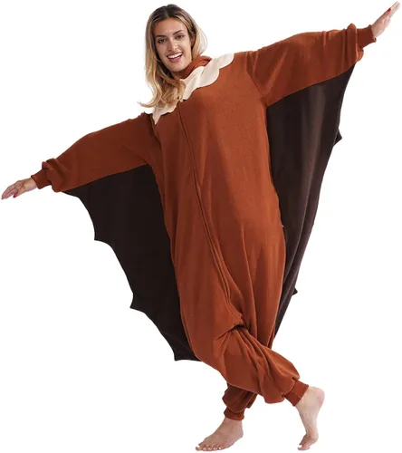 Vista 4 de vavalad Adult Bat Onesie Pajamas Animal Cosplay Costume Halloween One-Piece Jumpsuit for women men
