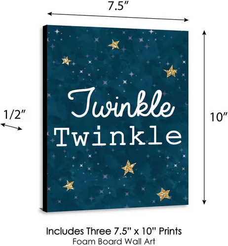 Vista 5 de Big Dot of Happiness Twinkle Twinkle Little Star - Arte de pared para cuarto de bebé niño y decoración de habitación de niños, ideas de regalo, 7.5