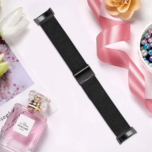 Vista 2 de FitTurn Correa delgada para reloj inteligente Fitbit Charge 6/Charge 5, correa de reloj ajustable de malla de acero inoxidable, correa femenina