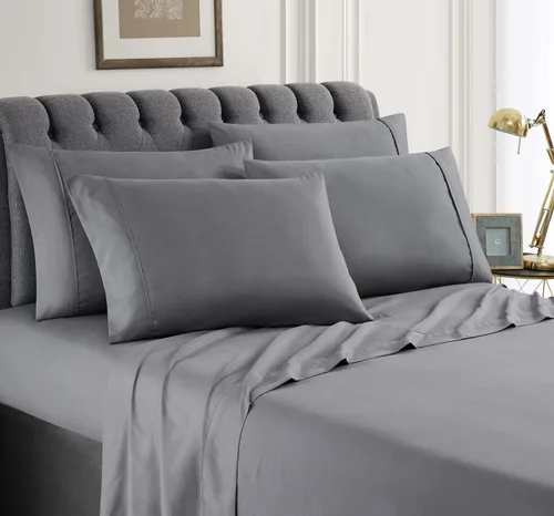 Vista 5 de Juego de sábanas de tamaño individual – 4 piezas de microfibra transpirable sólida – Ropa de cama de lujo resistente a la decoloración para mujeres