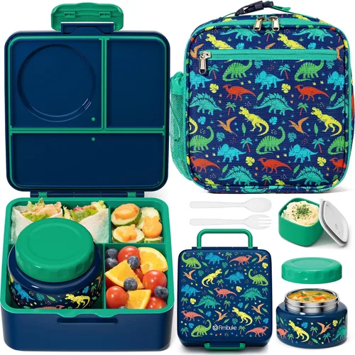 Vista 15 de Fimibuke Juego de lonchera Bento para niños y adultos con tarro de comida aislado de 8 onzas, bolsa de almuerzo y taza de salsa, a prueba de fugas