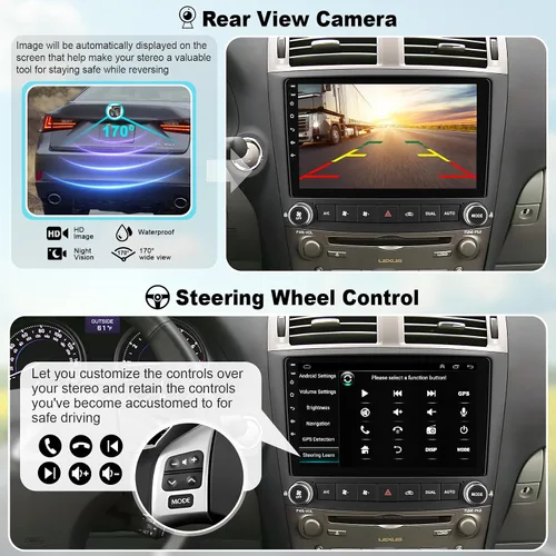 Vista 6 de Radio estéreo de coche para Lexus IS250 IS350 2006 2007 2008 2009 2010 2011 2012,10 pulgadas QLED pantalla táctil con CarPlay inalámbrico y Android