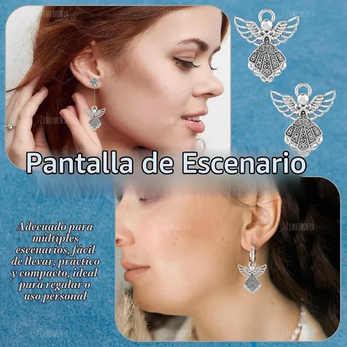 Vista 2 de AUEAR, Colgantes de plata antigua con dijes de ángel para hacer joyas de bricolaje, collar y pulsera