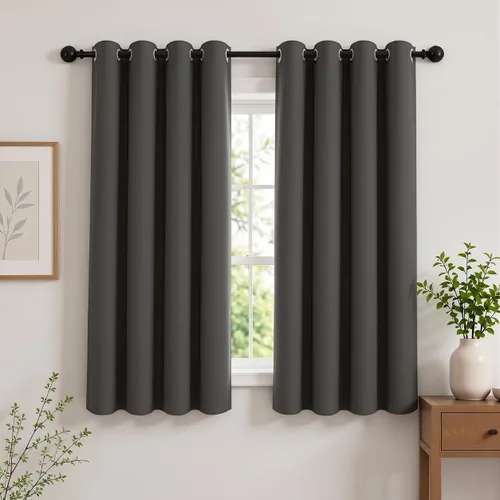 Vista 121 de Cortinas de oscurecimiento de habitación de 45 pulgadas de largo para dormitorio y sala de estar, cortinas térmicas aislantes con ojales