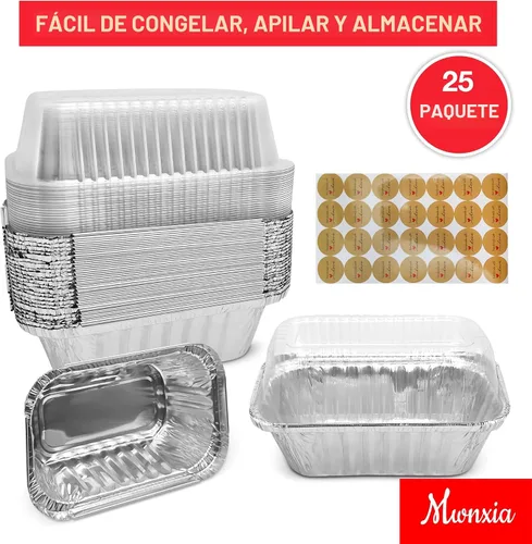 Vista 6 de Mini moldes desechables de aluminio con tapas y calcomanías "hechas a mano con amor", 6 x 3.5 x 2 pulgadas, paquete de 25 perfectas para hornear pan