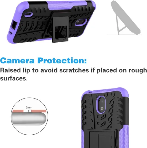 Vista 5 de Asuwish Funda de teléfono para Nokia 1.3 con protector de pantalla de vidrio templado y soporte delgado, funda protectora híbrida resistente