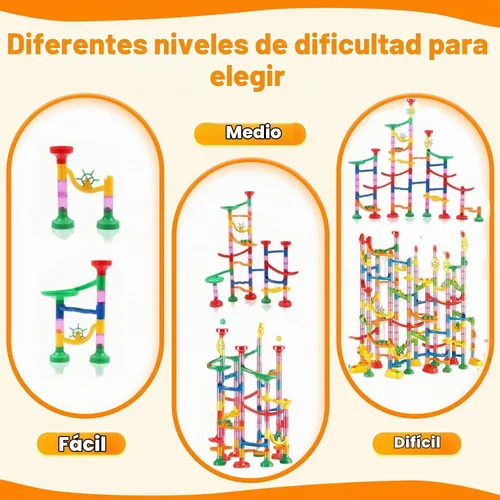 Vista 4 de 232 PCS Marble Run, STEM Building Toys with 45 Colourful Plastic Marbles