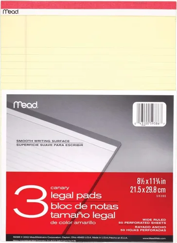 Vista 8 de Mead Canary Junior - Bloc de notas jurídicas, 5 x 8 pulgadas, paquete de 4, 50 hojas (59382)