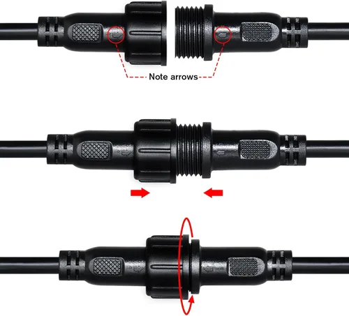 Vista 6 de Conector de tira LED de 2 pines 18AWG IP65 macho hembra 7.87 pulgadas, cable de extensión para automóvil, camión, barco, conector LED impermeable