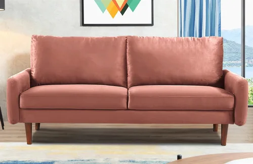 Vista 10 de Container Furniture Direct Kent - Sofá de terciopelo para salas de estar modernas y espacios compactos, cómodo sofá de 3 plazas, muebles de estudio