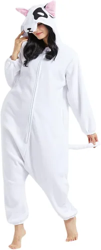 Vista 3 de DELEY Unisex Axolotl Onesie Adult Halloween Costume Anime Axolotl Cosplay Pajamas Warm Sleepwear Homewear