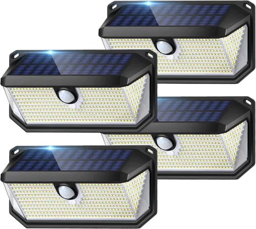 Vista 9 de Brightever - Luces solares para exteriores, 4000LM, 388 LEDs, sensor de movimiento, luces exteriores alimentadas por energía solar, IP65