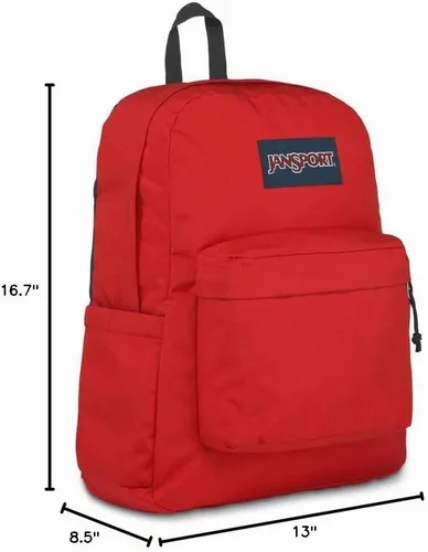 Vista 6 de JanSport Superbreak Plus - Mochila para trabajo, viajes o portátil con bolsillo para botella de agua, rojo (Red Tape), Tamaño único