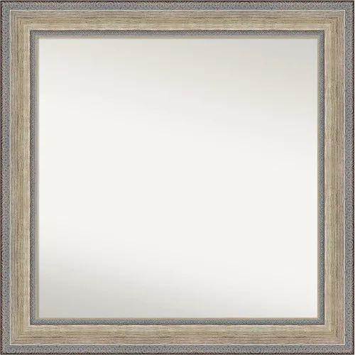 Vista 366 de Amanti Art Espejo de baño plateado para sobre el fregadero, 28 x 37 pulgadas, elegante espejo rectangular de peltre cepillado, marco de madera