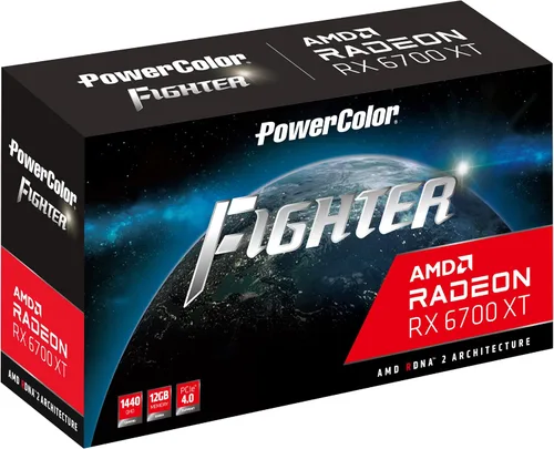 Vista 2 de PowerColor Fighter AMD Radeon RX 6700 XT - Tarjeta gráfica para juegos con memoria GDDR6 de 12 GB, alimentada por AMD RDNA 2, Raytracing, PCI