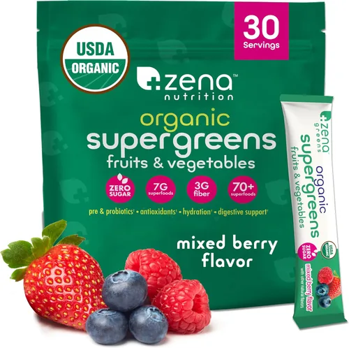 Vista 12 de Zena Nutrition Polvo de Energía y Hidratación de Super Verdes Orgánicos, Más de 70 Superalimentos, 0 Azúcar, 5G de Fibra, Espirulina, Clorella