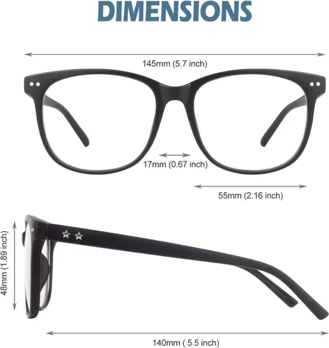 Vista 5 de Happy Store CN81 - Gafas de gran tamaño con montura UV 400 transparente