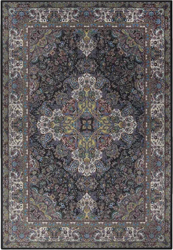 Vista 29 de SUPERIOR Medallion - Alfombra lavable, respaldo de algodón, alfombra para mesa de comedor, alfombra para vestíbulo, de fácil cuidado, alfombra Negro