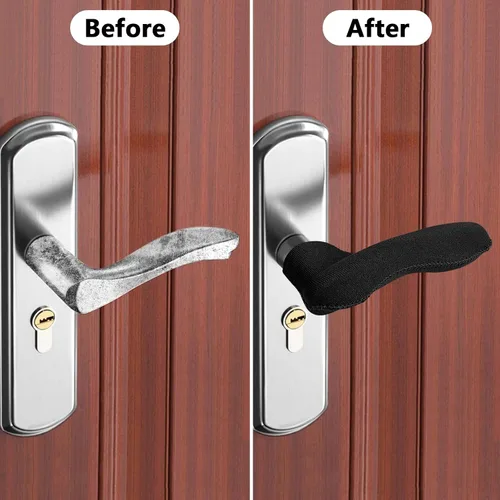 Vista 11 de moonoom 4 fundas para manijas de puerta, protector antiquemaduras para pomo de puerta, protege las manos de quemaduras y escalofríos