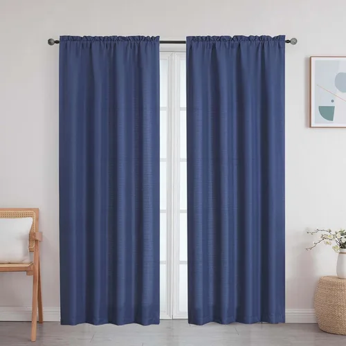 Vista 34 de Cortinas de lino para dormitorio y sala de estar de 96 pulgadas de largo, juego de 2 paneles, con bolsillo para cortinero, filtrado de luz, textura