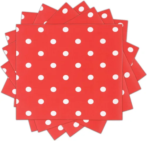 Vista 4 de Servilletas de papel desechables con lunares rojos, 60