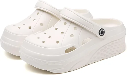 Vista 10 de SECHRITE Zuecos de plataforma para mujer, zapatos de jardín, impermeables, para playa, piscina, sandalias de verano, pantuflas para el hogar, serie
