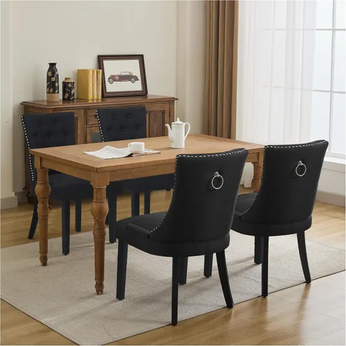 Vista 12 de Juego de 2 sillas de comedor modernas con respaldo, color beige