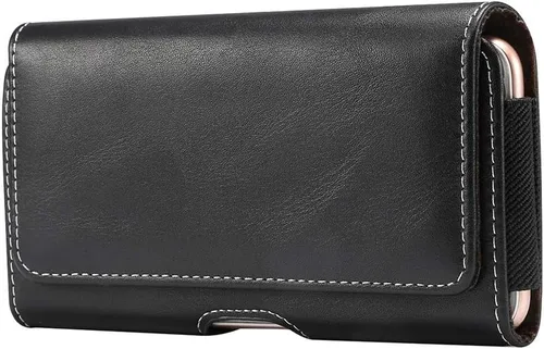 Vista 2 de Funda horizontal de cuero prémium para iPhone Mini (5.4), SE2020, iphone11 Pro, XS, X, 8, 7, 6, funda para cinturón, bolso para hombre