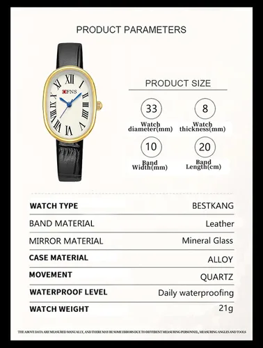 Vista 7 de BESTKANG Relojes Exquisitos para Mujer, Reloj de Lectura Fácil, Reloj de Moda Ovalado Ultradelgado Impermeable para Dama