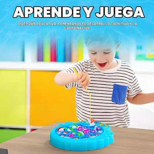 Vista 5 de IPIDIPI TOYS Juego de pesca para niños, 21 peces y 4 bastones - azul