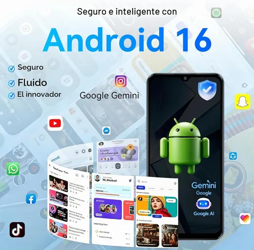 Vista 3 de Blackview Wave 7C Unlocked Android 16 4G Cell Phone, 128GB, Dual SIM, Blue