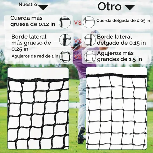 Vista 3 de Red de práctica de golf, red de golf de nailon resistente, red de golf para interiores y exteriores con kit de alambre para colgar, redes de golf