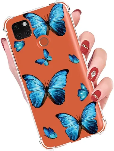 Vista 5 de Funda para Xiaomi Redmi 9C/Redmi 10A/Redmi 9 Activ Cute Case, Clear Flexible Bumper TPU Soft Rubber Silicone Cover Funda para Xiaomi Redmi 9C azul