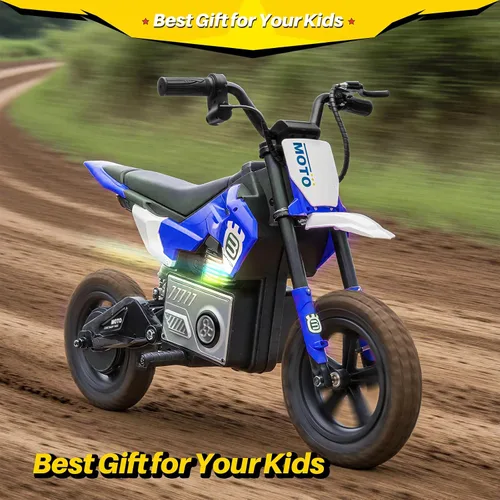 Vista 3 de Blitzshark Motocicleta Eléctrica de Tierra de 24 V para niños, motocicleta eléctrica con motor de 200 W de 5 a 12 años, motocicleta eléctrica