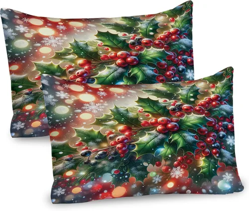 Vista 47 de Lunarable Juego de 2 fundas para almohada de otoño, tema vintage otoñal con estilo granja, ilustración de flores silvestres, artículo de cama