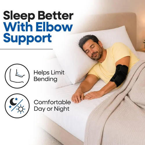 Vista 3 de Codera para tendinitis de codo Soporte de túnel cubital para dormir Soporte de brazo y manga de compresión inmovilizadora para alivio del dolor