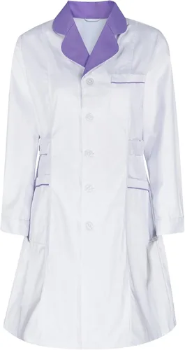 Vista 3 de Lorilida Vestido de manga larga con botones frontales para hospital, enfermera, médico, vestido de uniforme de laboratorio