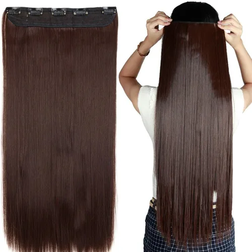 Vista 49 de S-noilite Extensiones de cabello de una pieza con clip, color rubio balayage de 18 pulgadas, en forma de U, extensiones de cabello de trama de una
