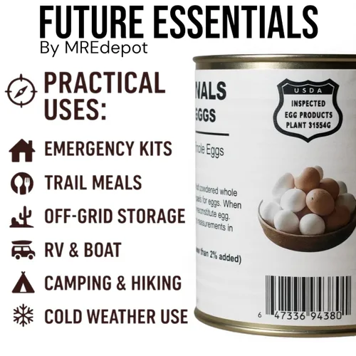 Vista 6 de Future Essentials - Huevos enteros en polvo, lata de 8 onzas, vida útil
