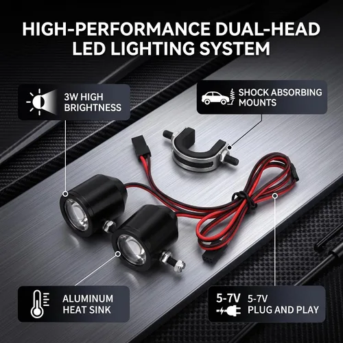 Vista 6 de Faro de coche RC, focos de 3 W, pieza de repuesto para modelo de coche RC (negro) Luces LED Rc 1/10 Rc LED Spot Lights