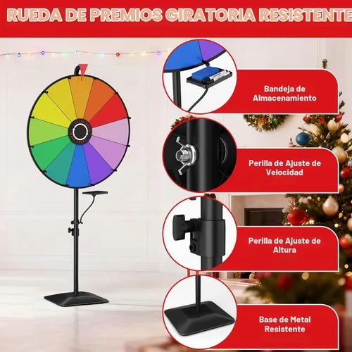 Vista 6 de Rueda de premio de 24 pulgadas, rueda giratoria ajustable con base