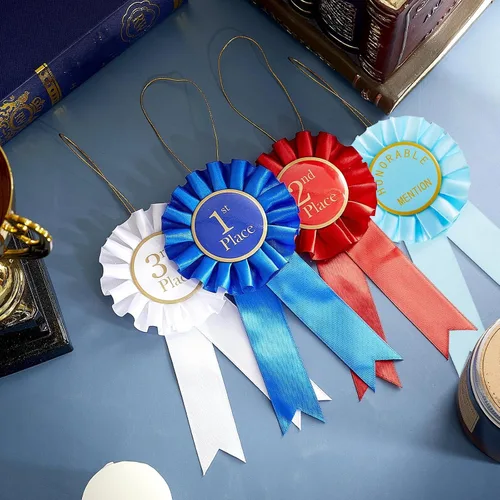 Vista 5 de Lewtemi Juego de rosetas de cinta de premio 1er, 2do y tercer lugar, medalla de premio de mención honorífica (4 piezas)