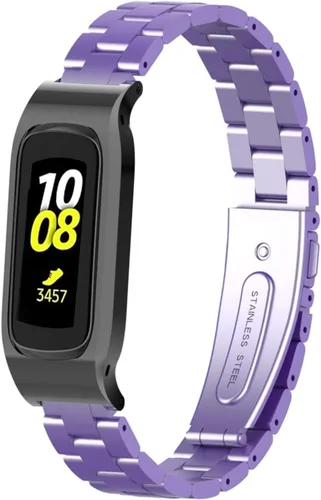Vista 17 de Correa de reloj de metal compatible con Samsung Galaxy Fit2 SM-R220 de acero inoxidable con marco protector de caja de repuesto para Fit 2 SM-R220