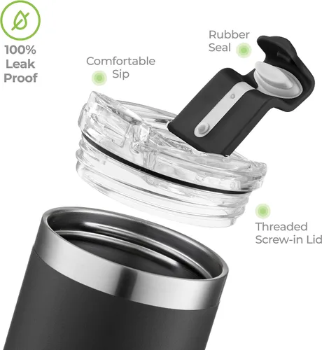 Vista 5 de SipX™ Vaso aislado delgado de 18 onzas con tapa y pajilla, acero inoxidable aislado al vacío, a prueba de fugas, apto para portavasos - Perfecto