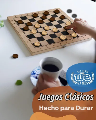 Vista 9 de Juegos de madera de damas con apilables, marrón oscuro/natural de We