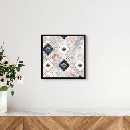 Vista 3 de The Oliver Gal Artist Co. Lienzo enmarcado abstracto para pared, diseño de cuarzo rosa, patrón marroquí, decoración del hogar, 12 x 12 pulgadas