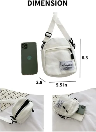 Vista 3 de Bolso de lona pequeño bolso cruzado para hombre, bolsos para mujer, bolso cruzado estético