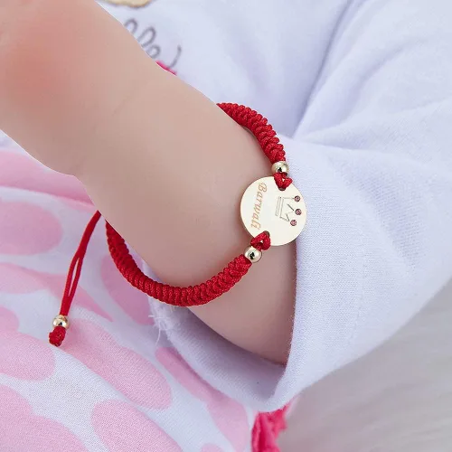 Vista 2 de Pulsera con nombre para bebé, regalo para bebé, plata de 14 quilates, chapado en oro, delicado nombre personalizado, regalo para recién nacido